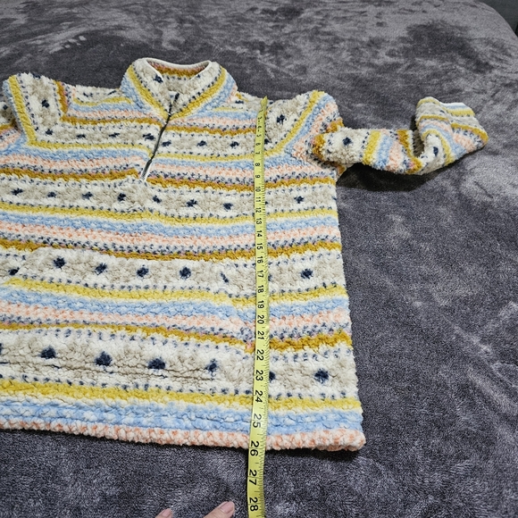 Style & Co Striped Soft Fleece Sherpa Teddy Pullover Sweater Cream Womens Large - Picture 7 of 11